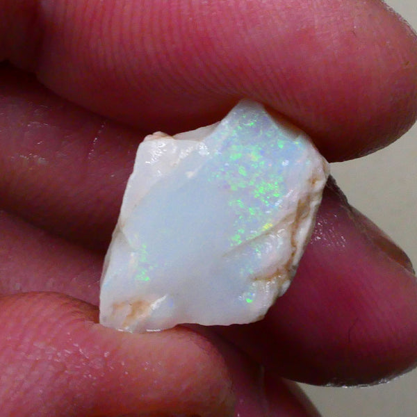 Light base Seam opal rough / rub 7.40cts Green / Blue fires to exposed face 19x12x6mm  Lot B4-A795
