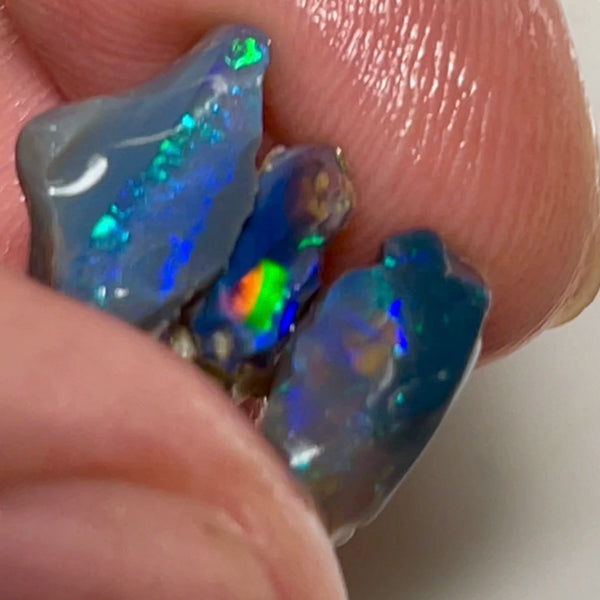 Lightning Ridge Black opal small Cutters rough 10.75cts Bright Greens & Blues 16x10x2mm to 12x8x2mm  Lot B4-A121