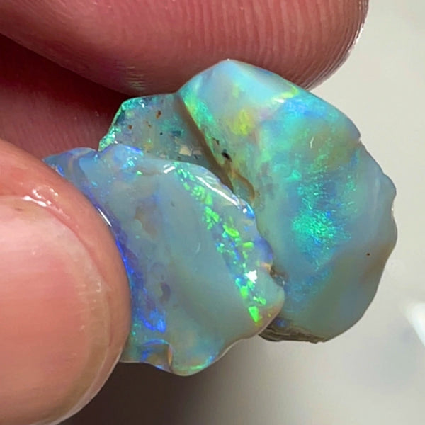 Lightning Ridge Cutters Rough Opal 19.00cts Dark Base Multicolour Material 25x17x6mm & 18x13x2mm Lot B4-A122