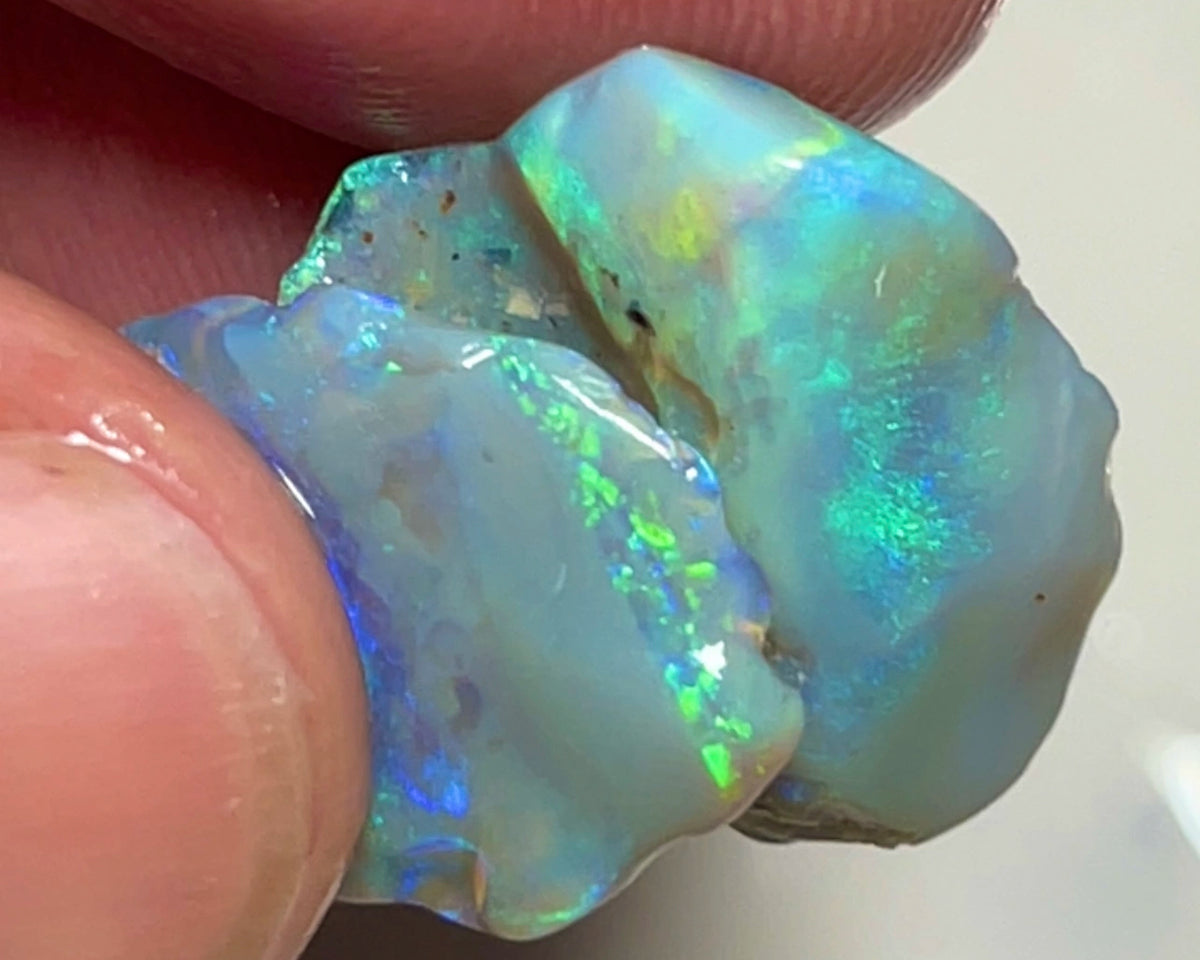 Lightning Ridge Cutters Rough Opal 19.00cts Dark Base Multicolour Material 25x17x6mm & 18x13x2mm Lot B4-A122